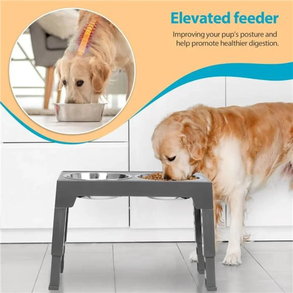 Elevated Dog Bowls with 2 Stainless Steel Dog Food Bowls, Raised Dog Bowl